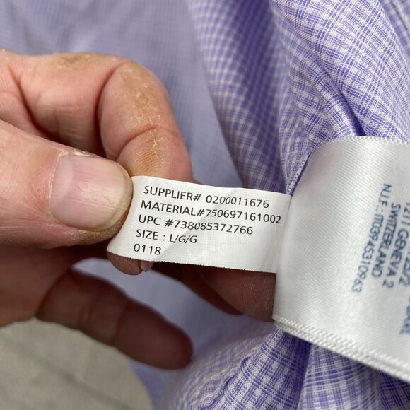 Chaps Men's Oxford Shirt Large Purple Check Easy Care Short Sleeve Button-Down - Picture 9 of 9